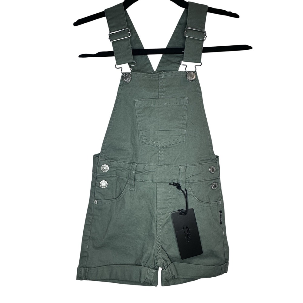 Silver Jeans Co Green Nisha Short Overalls Adjustable Straps Girls 6 NWT